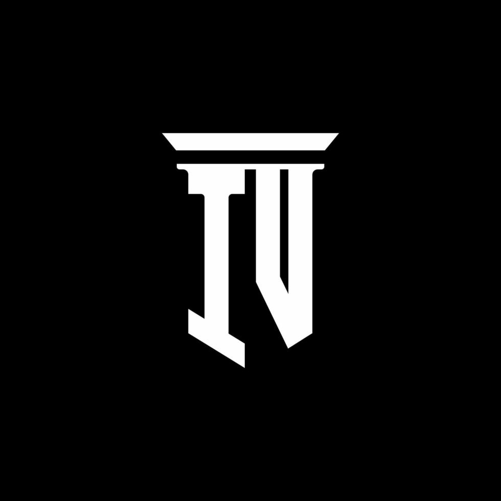logotipo del monograma iv con estilo emblema aislado sobre fondo negro vector