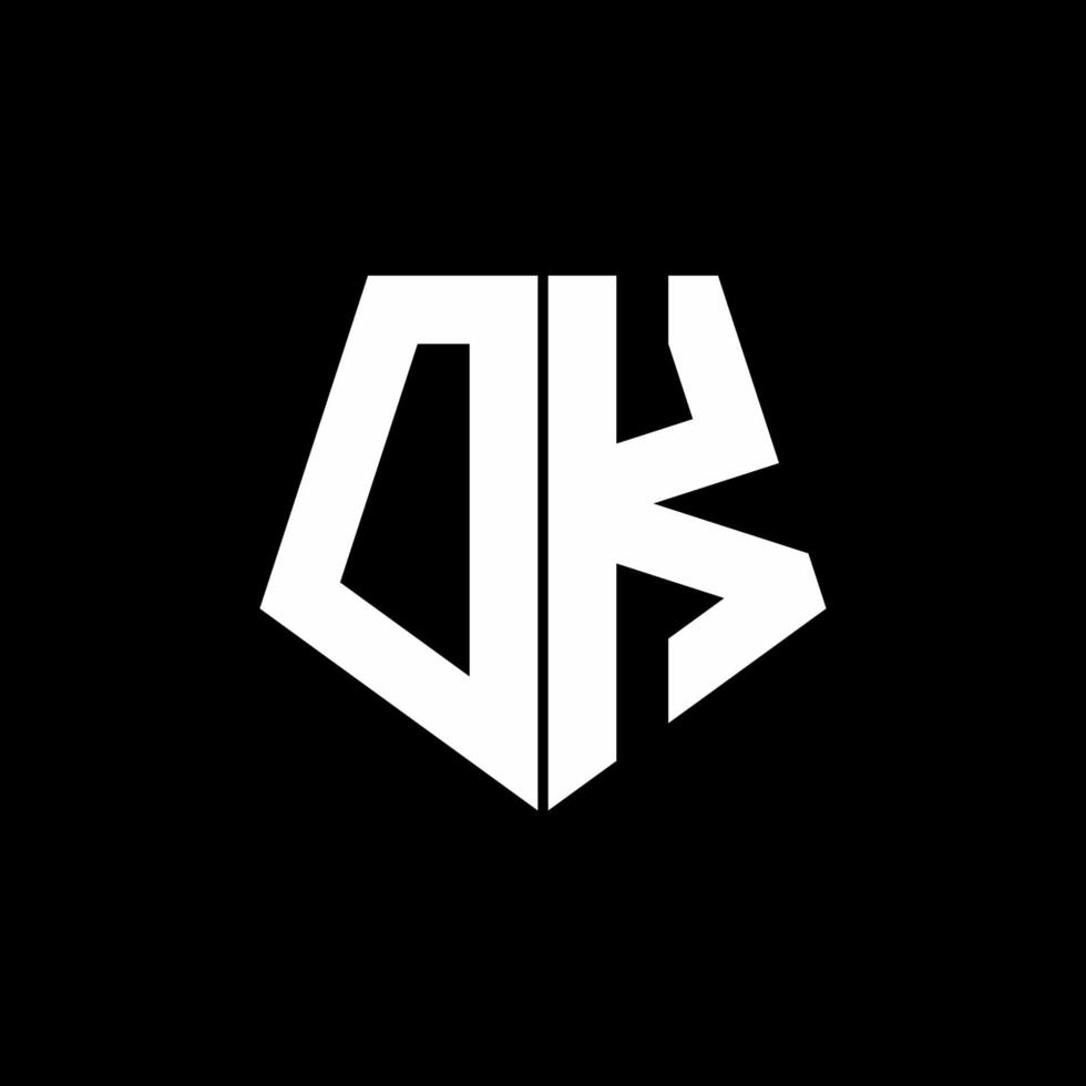 DK logo monogram with pentagon shape style design template vector