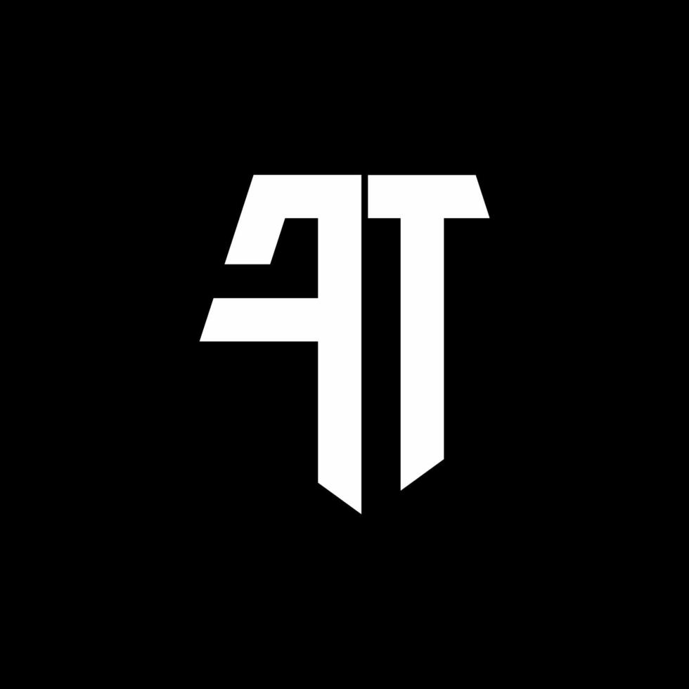 FT logo monogram with pentagon shape style design template vector