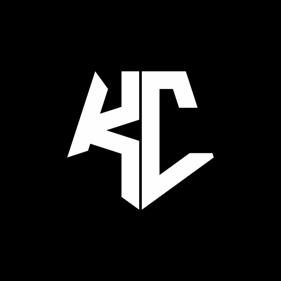 KC logo monogram with pentagon shape style design template vector