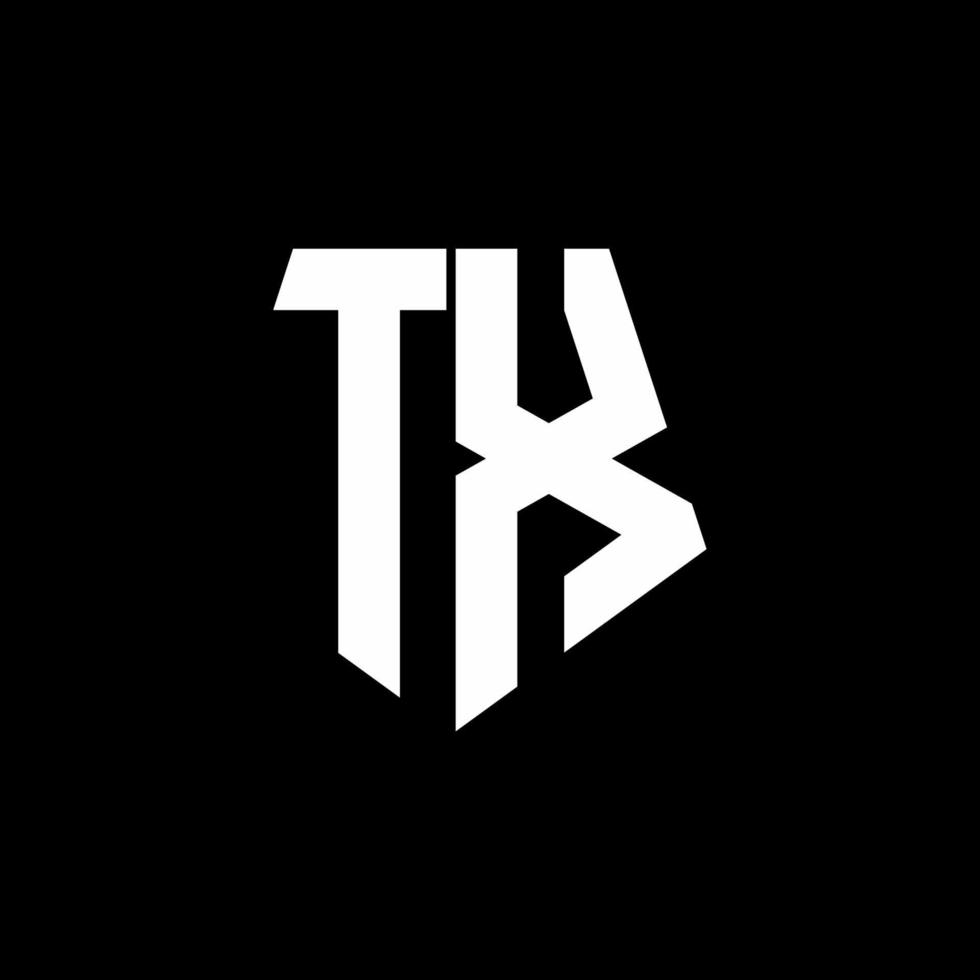 TX logo monogram with pentagon shape style design template vector