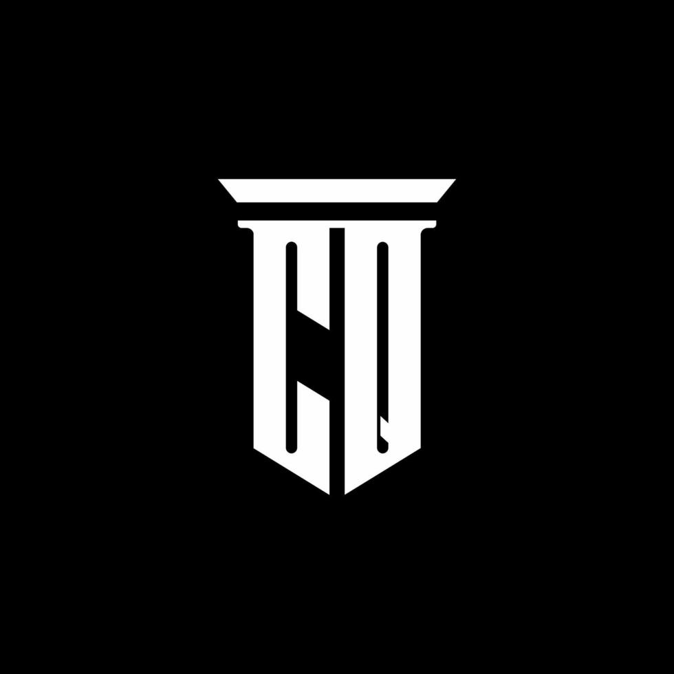 CQ monogram logo with emblem style isolated on black background vector