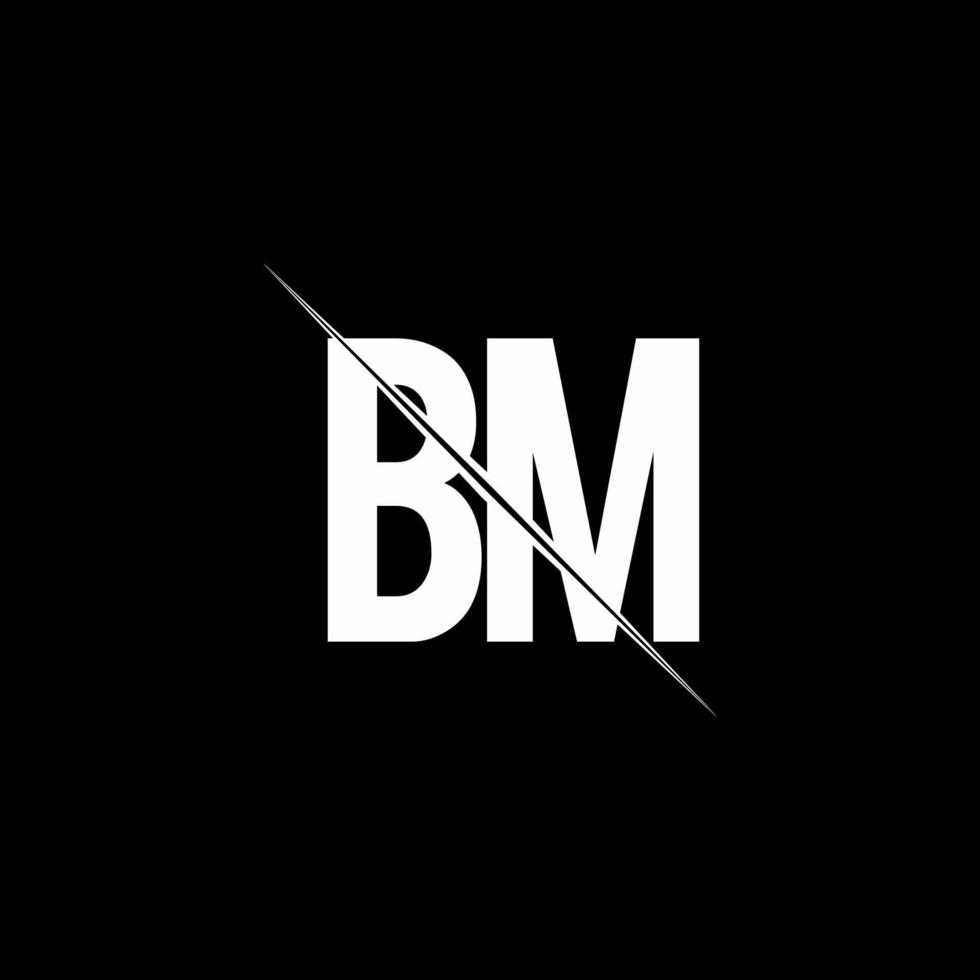 BM logo monogram with slash style design template vector