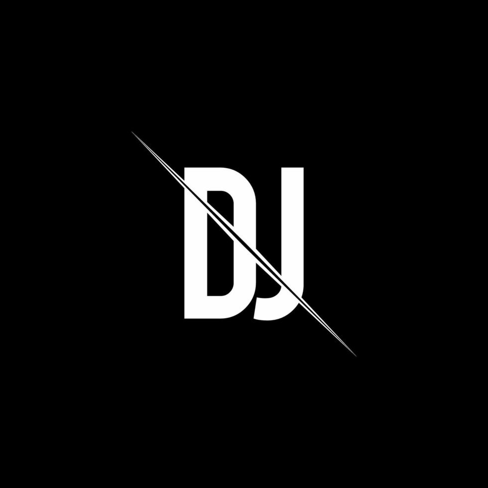 DJ logo monogram with slash style design template vector
