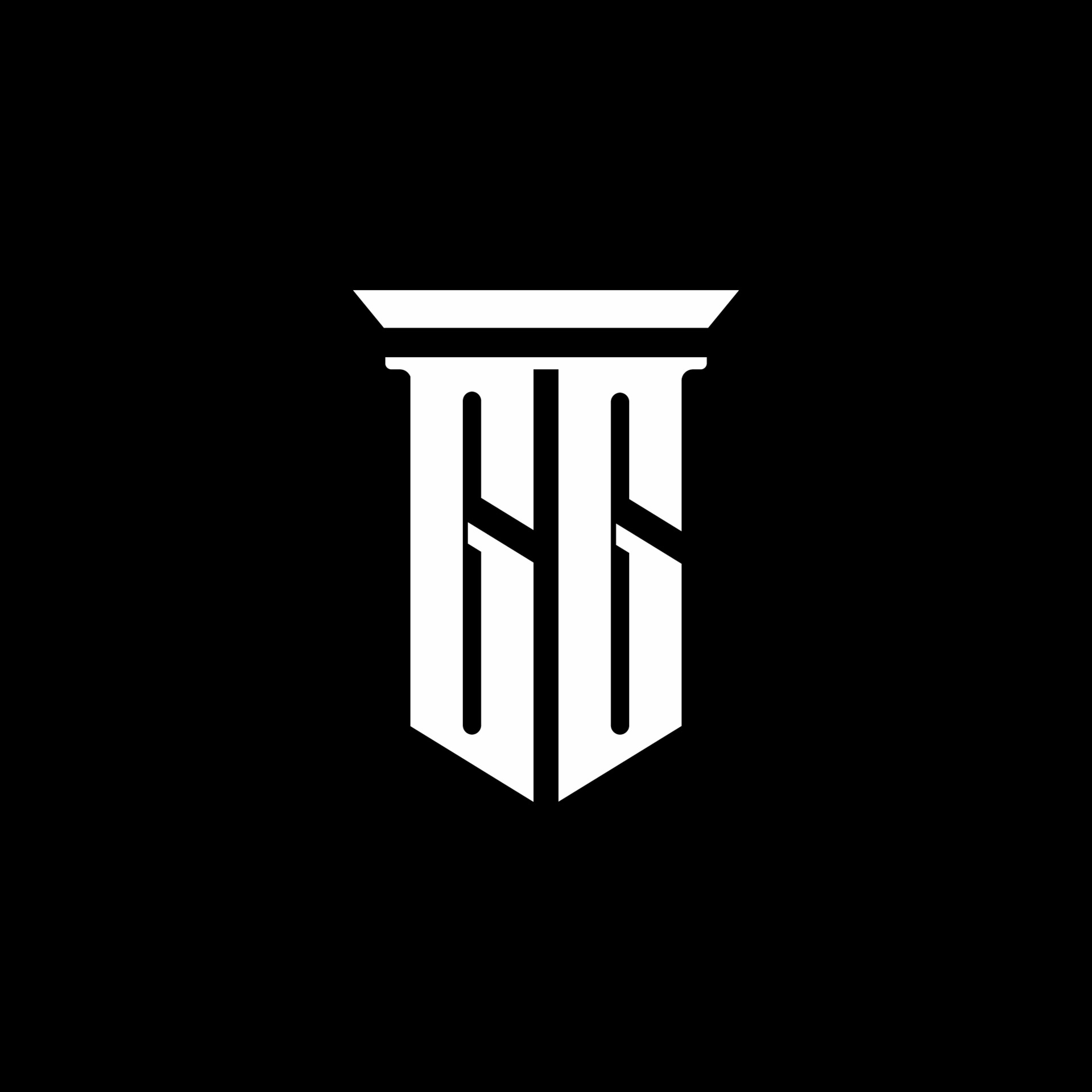 GG monogram logo with emblem style isolated on black background