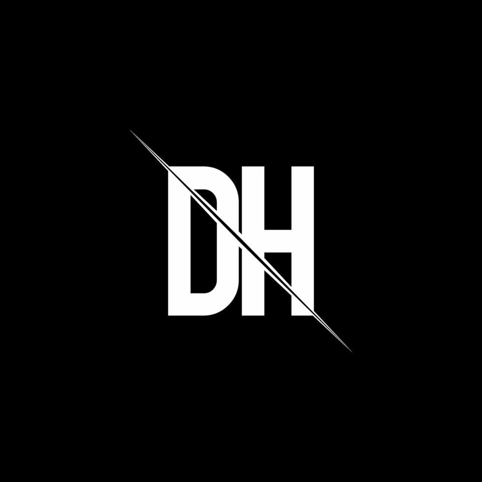 DH logo monogram with slash style design template vector