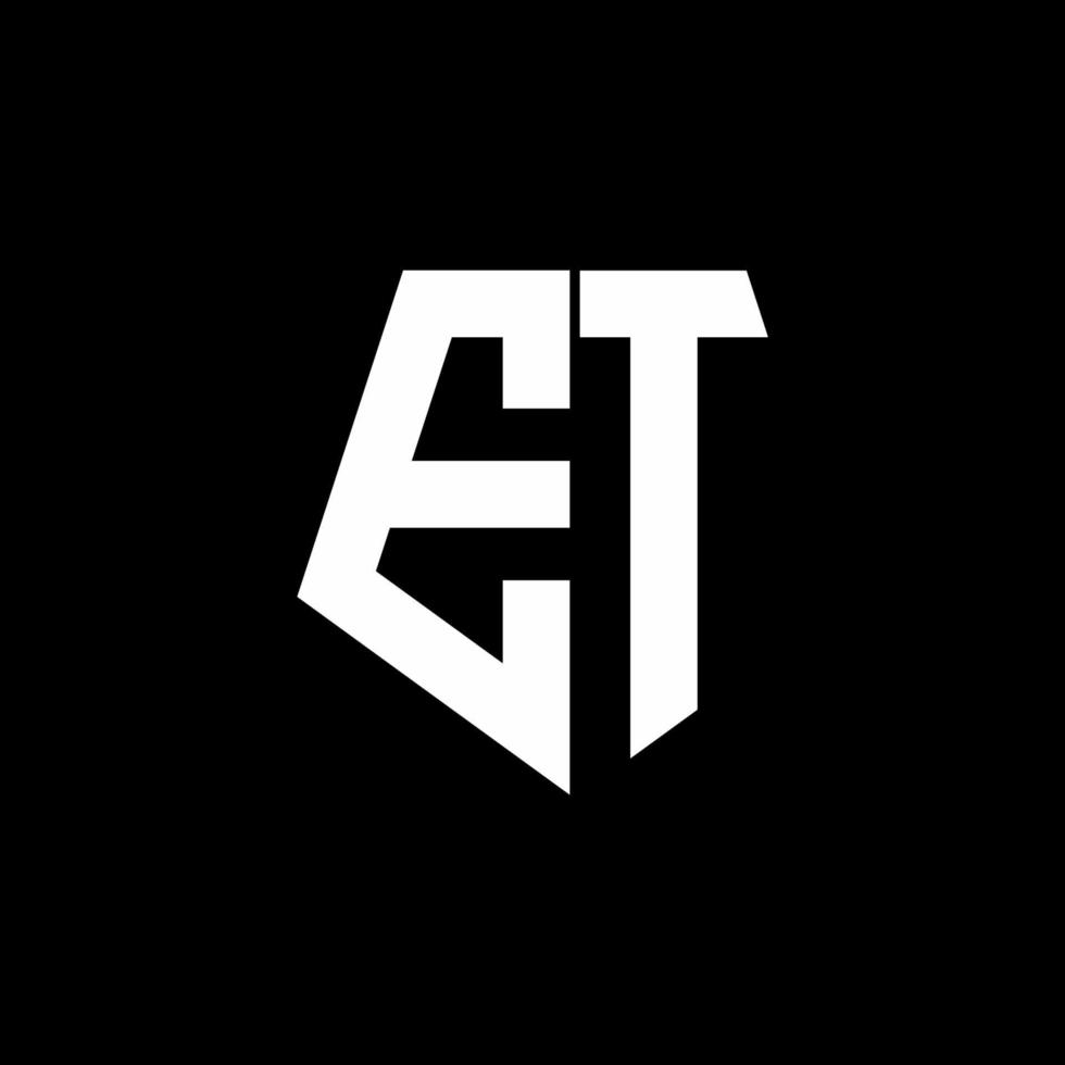 ET logo monogram with pentagon shape style design template vector