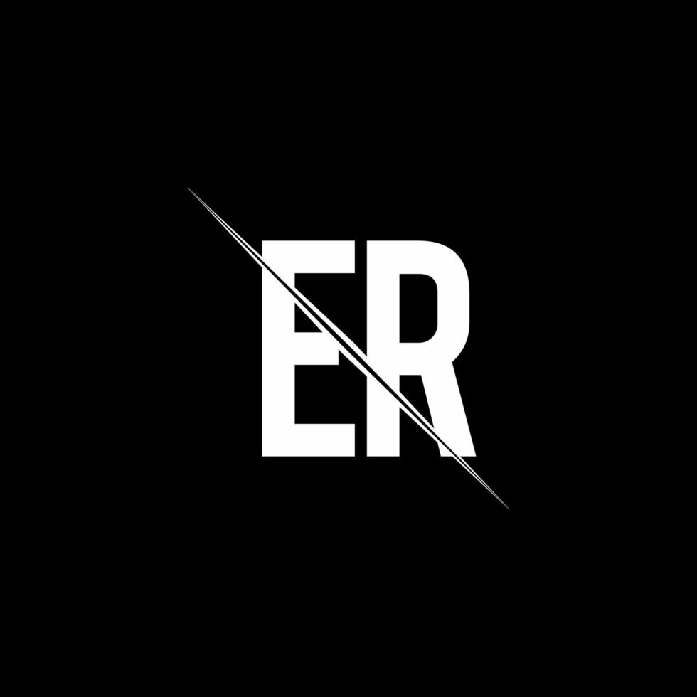 ER logo monogram with slash style design template vector