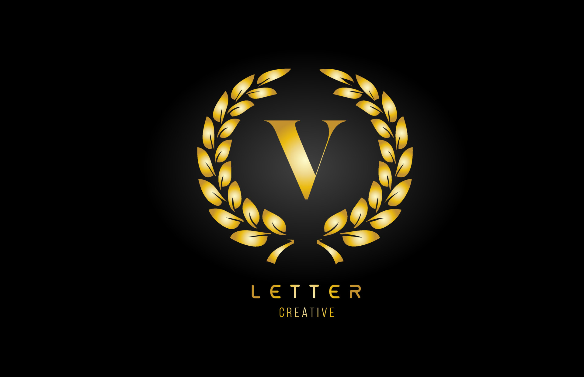 gold golden V alphabet letter logo icon with floral design for business
