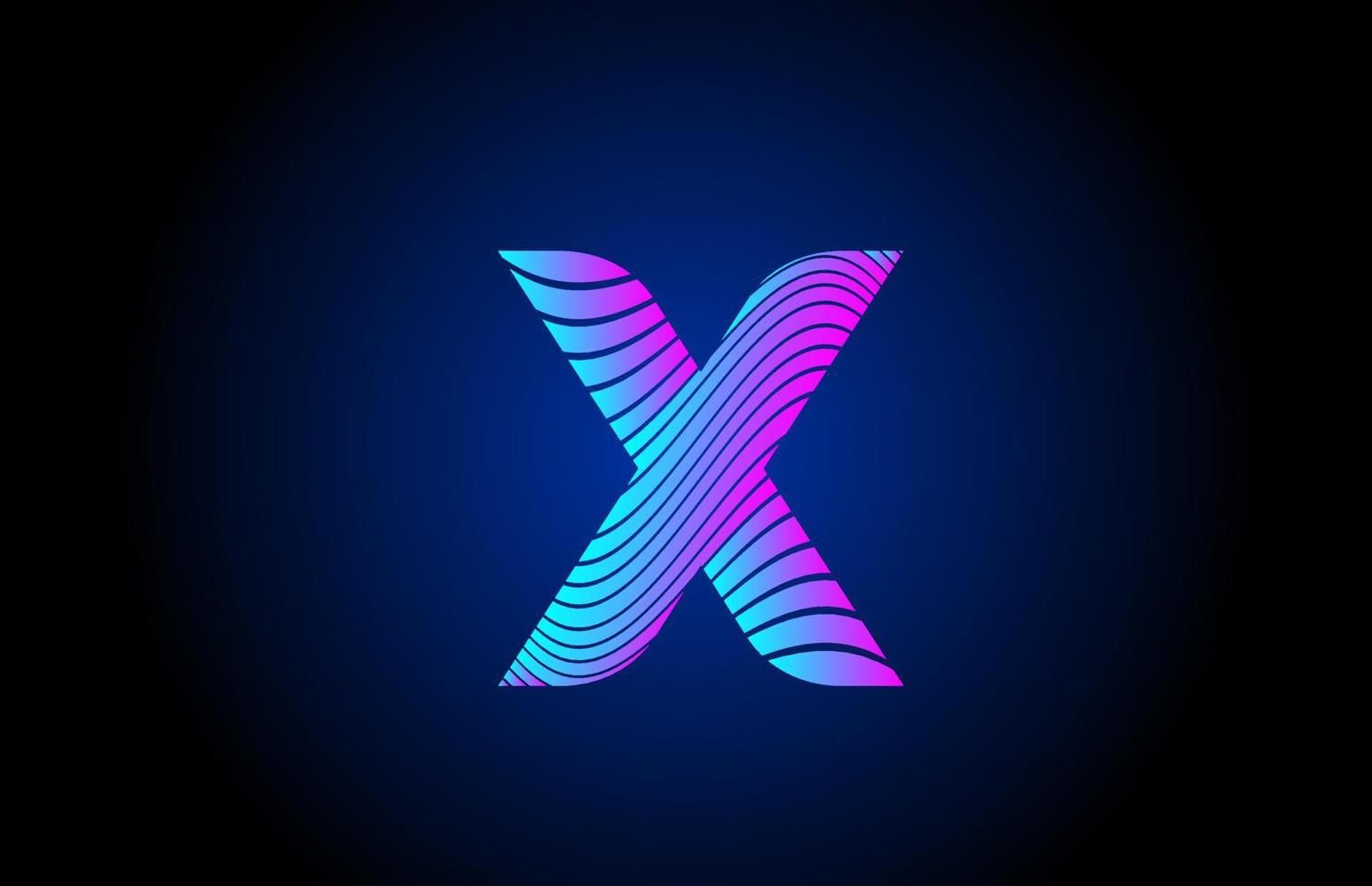 X pink blue alphabet letter logo icon for company design. Curly line concept for corporate identity vector