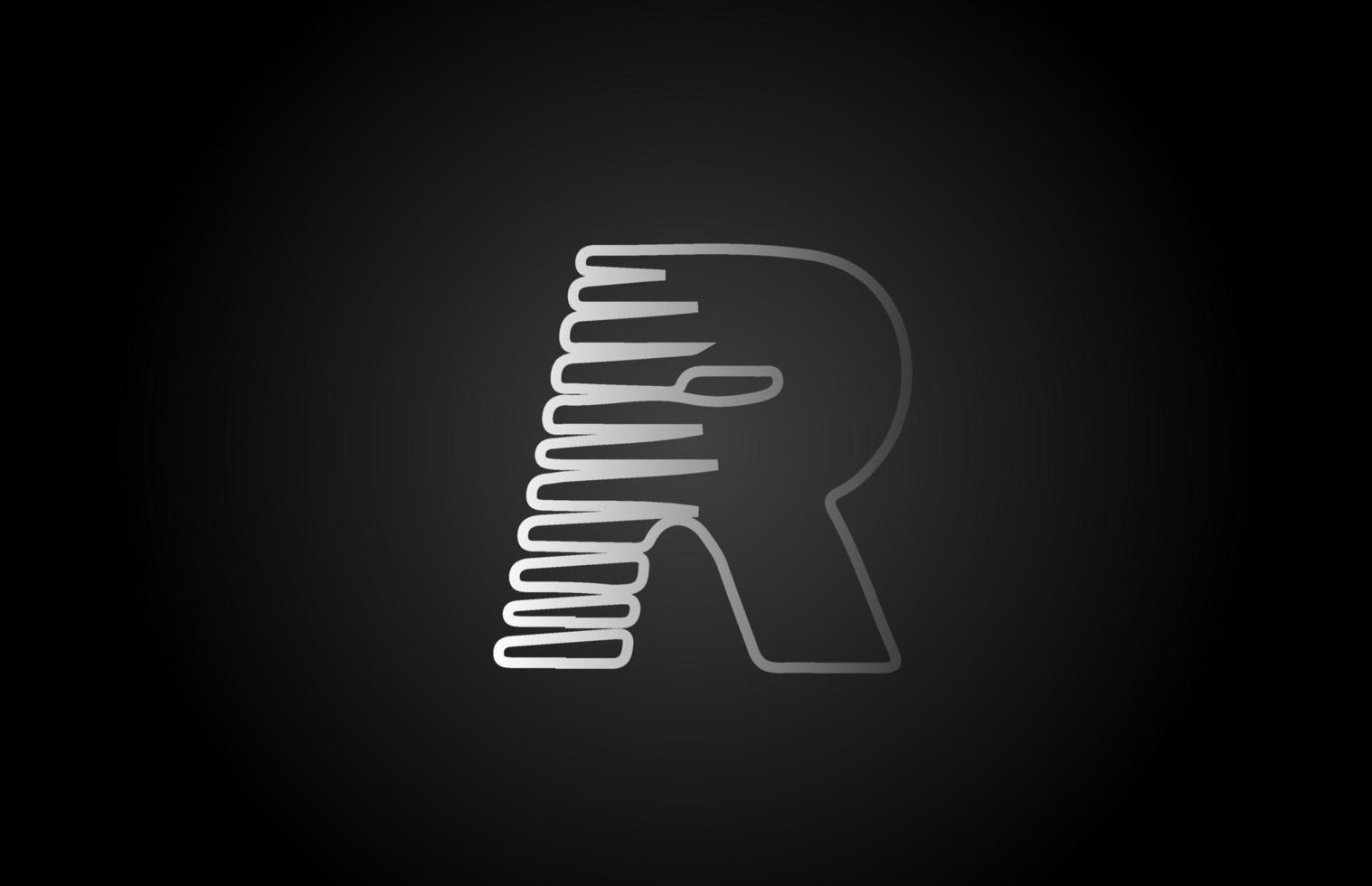 R icono de logotipo de letra del alfabeto de línea blanca. diseño de línea simple para negocios y empresa. vector
