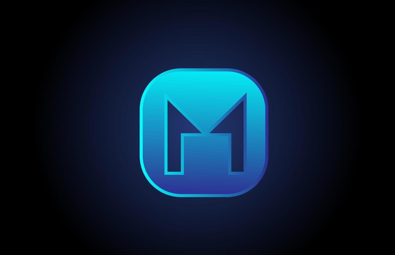 black blue M alphabet letter logo icon design for company and business vector