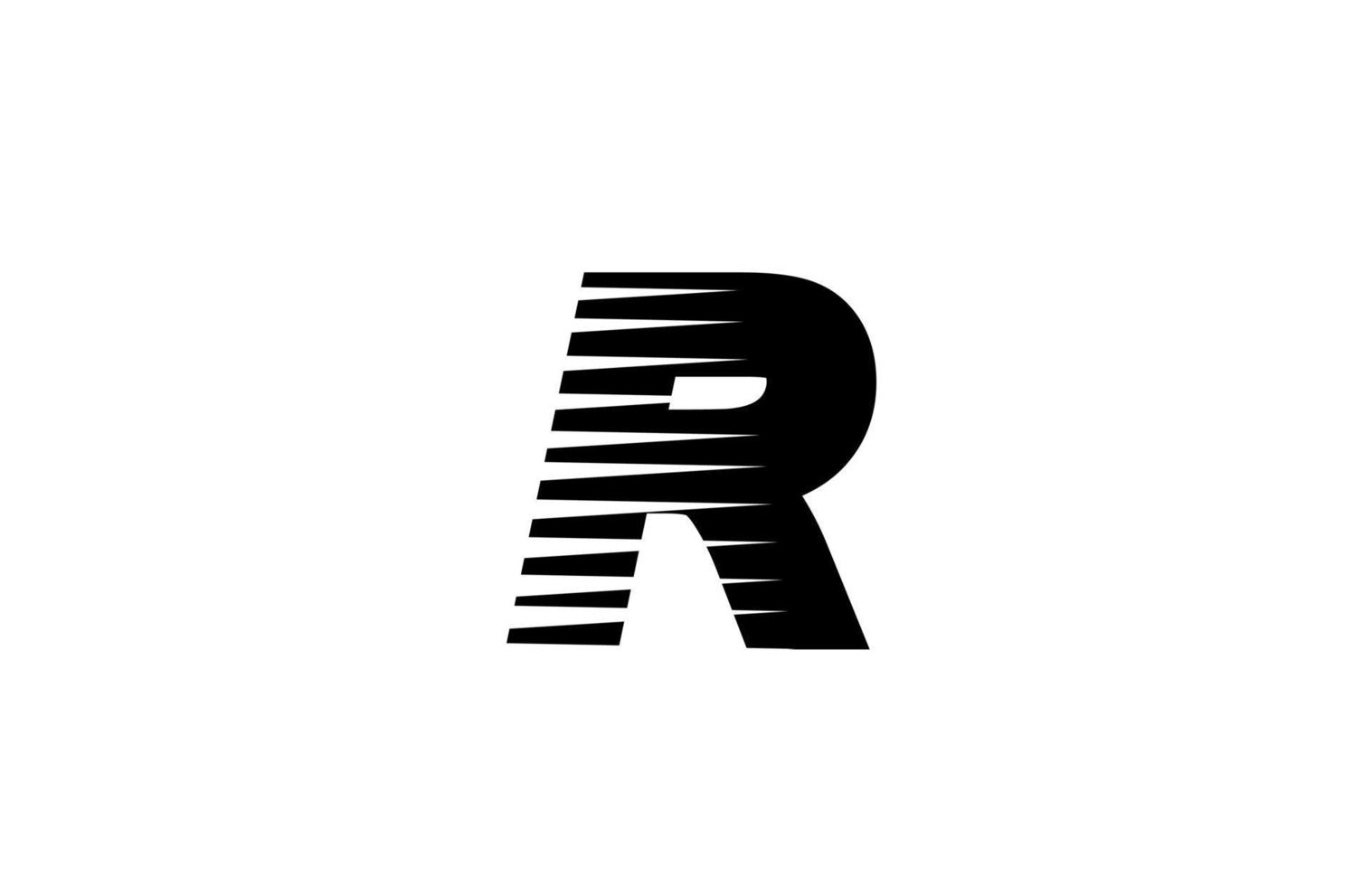 Línea de rayas r icono de logotipo de letra del alfabeto para negocios y empresa. Diseño simple de letras en blanco y negro para identidad. vector