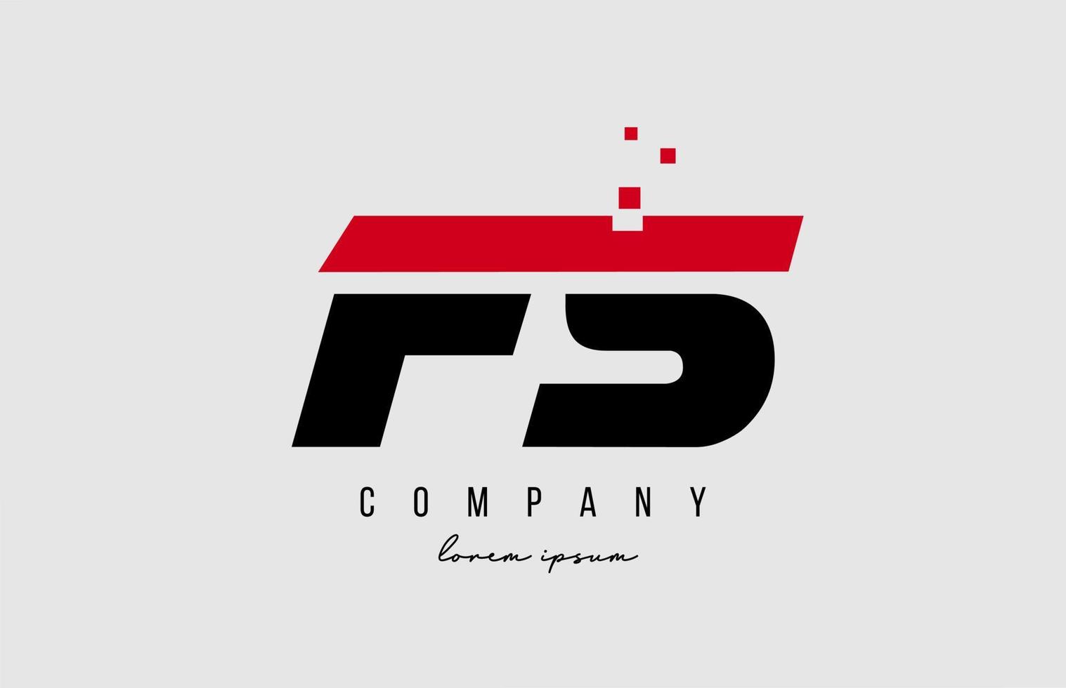 fs f s alphabet letter logo combination in red and black color. Creative icon design for company and business vector