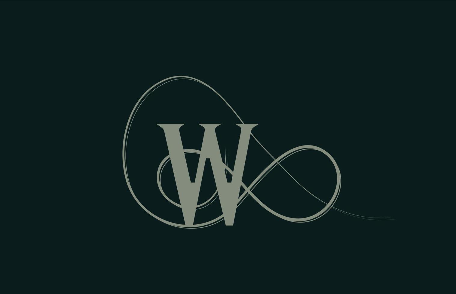 Monograma elegante vintage w alfabeto letra logo icono en color verde. diseño creativo para negocios y empresa. vector