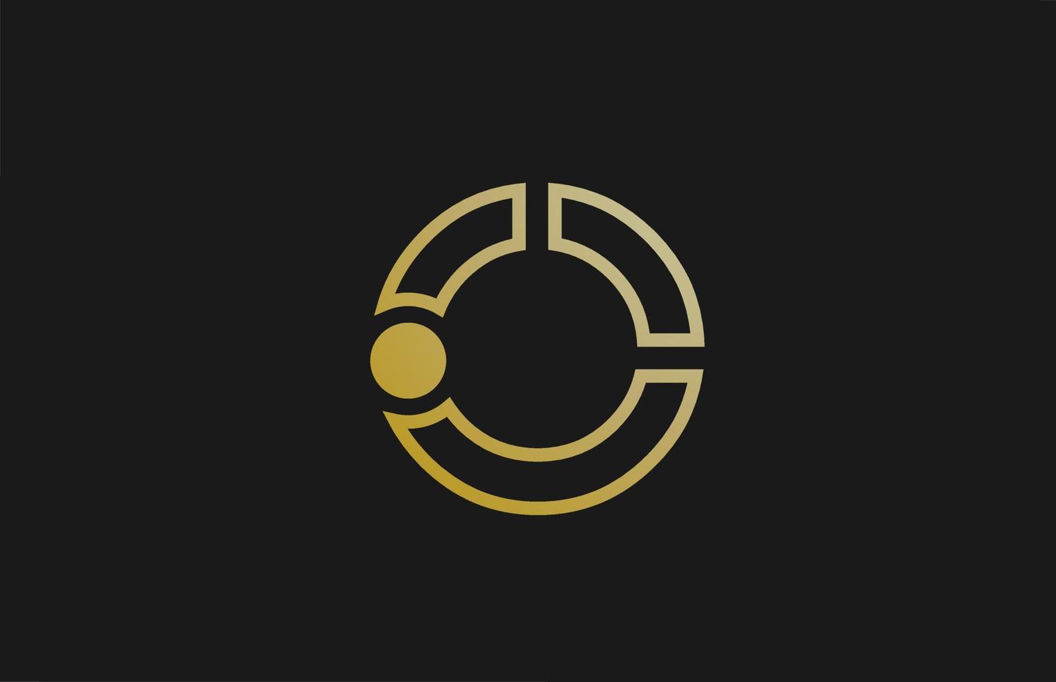 gold golden line O alphabet letter logo design with circle icon for company and business vector