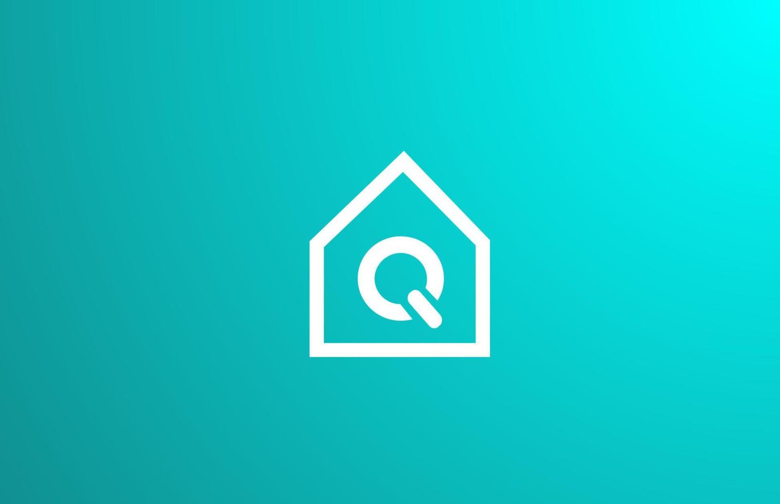 Q alphabet letter logo icon for company and business with green white house design vector