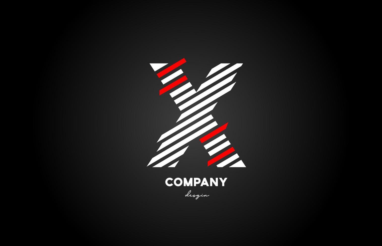 black white red X alphabet letter logo design icon for company and business vector