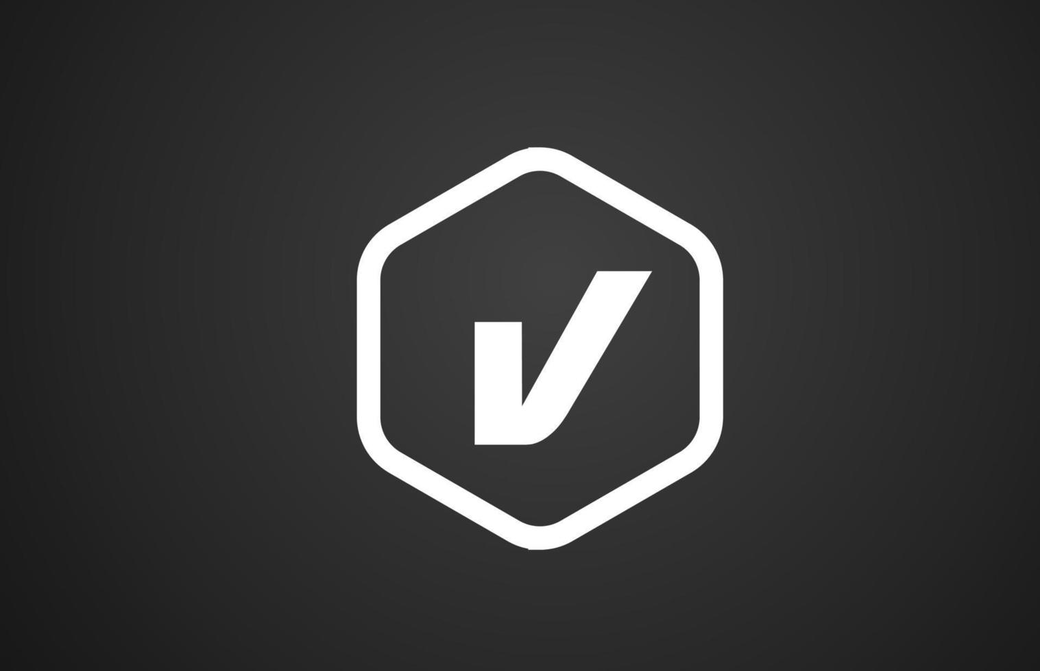 V diseño de icono de logotipo de letra del alfabeto en blanco y negro con rombo para negocios y empresa vector