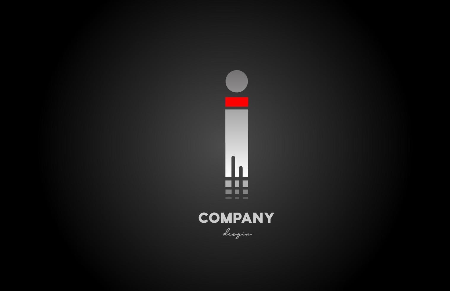 I diseño de icono de logotipo de letra del alfabeto gris rojo para negocios y empresa vector