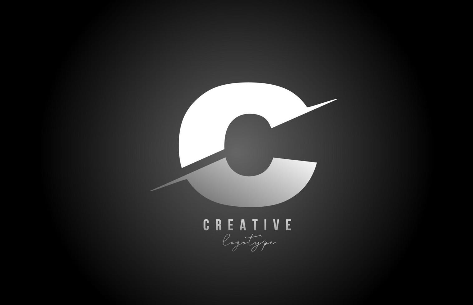 Blanco y negro c letra logo diseño de icono de alfabeto para empresa y negocio vector
