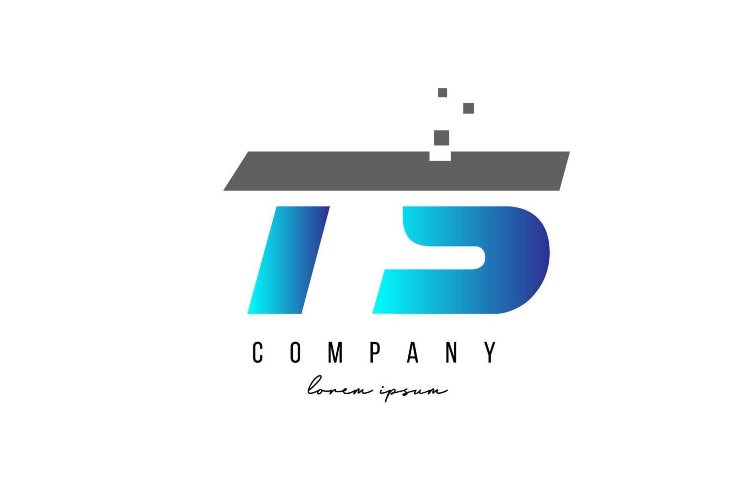 TS T S alphabet letter logo combination in blue and grey color. Creative icon design for company and business vector