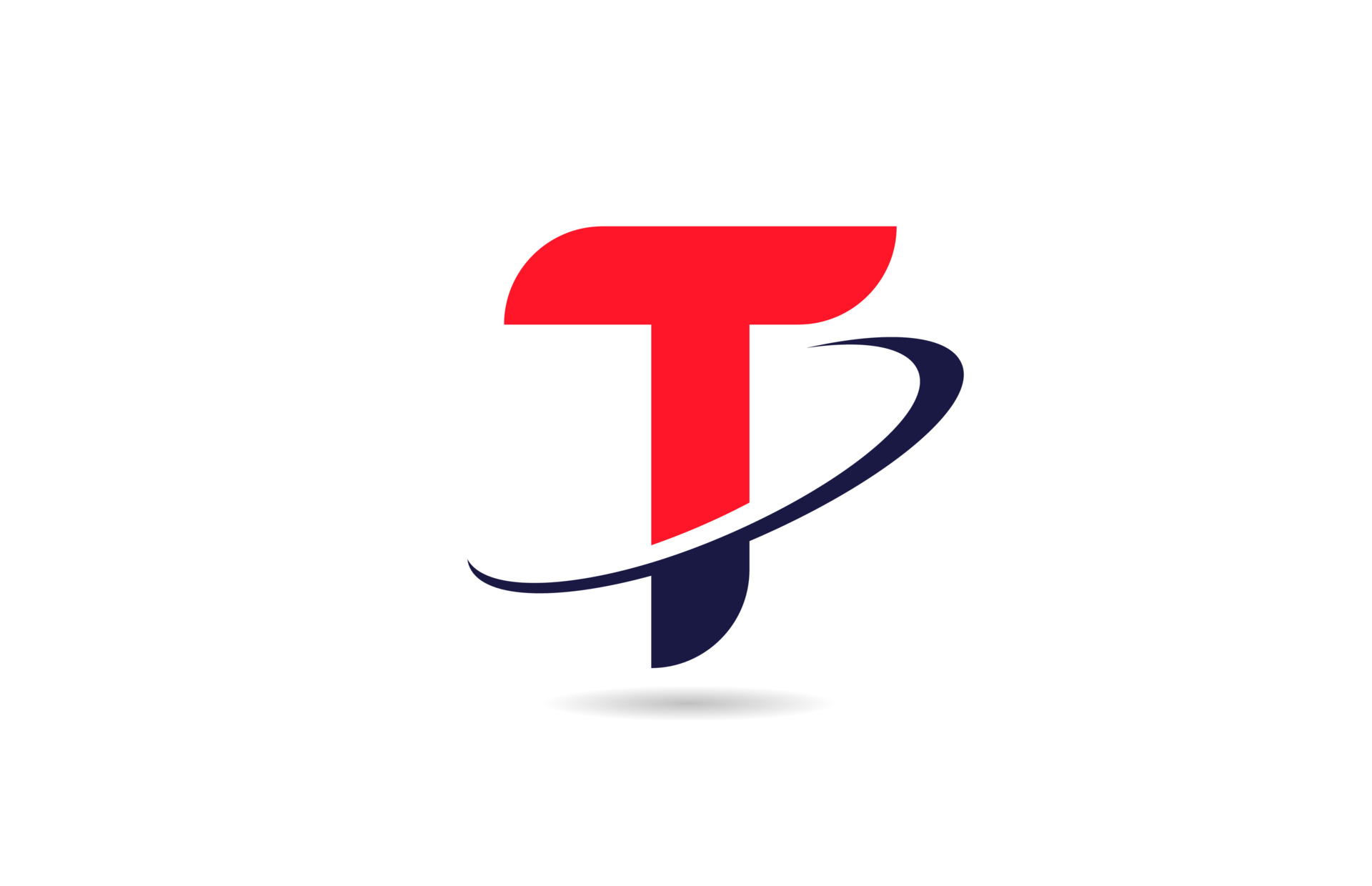 T Alphabet Letter Logo Icon Design In Red Blue Color With Swoosh For Business And Company 3653113 Vector Art At Vecteezy