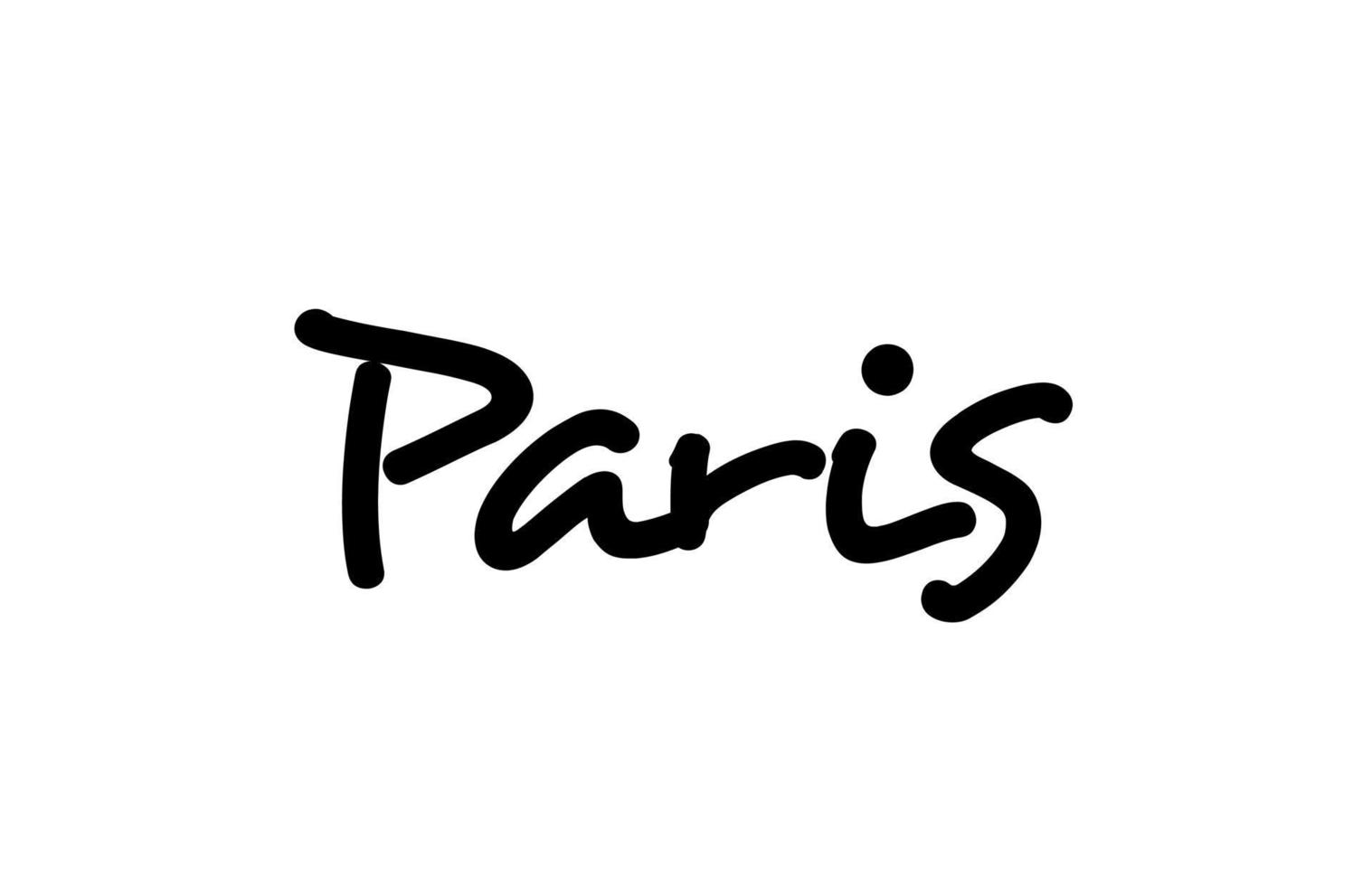 París ciudad palabra manuscrita texto letras a mano. texto de caligrafía. tipografía en color negro vector