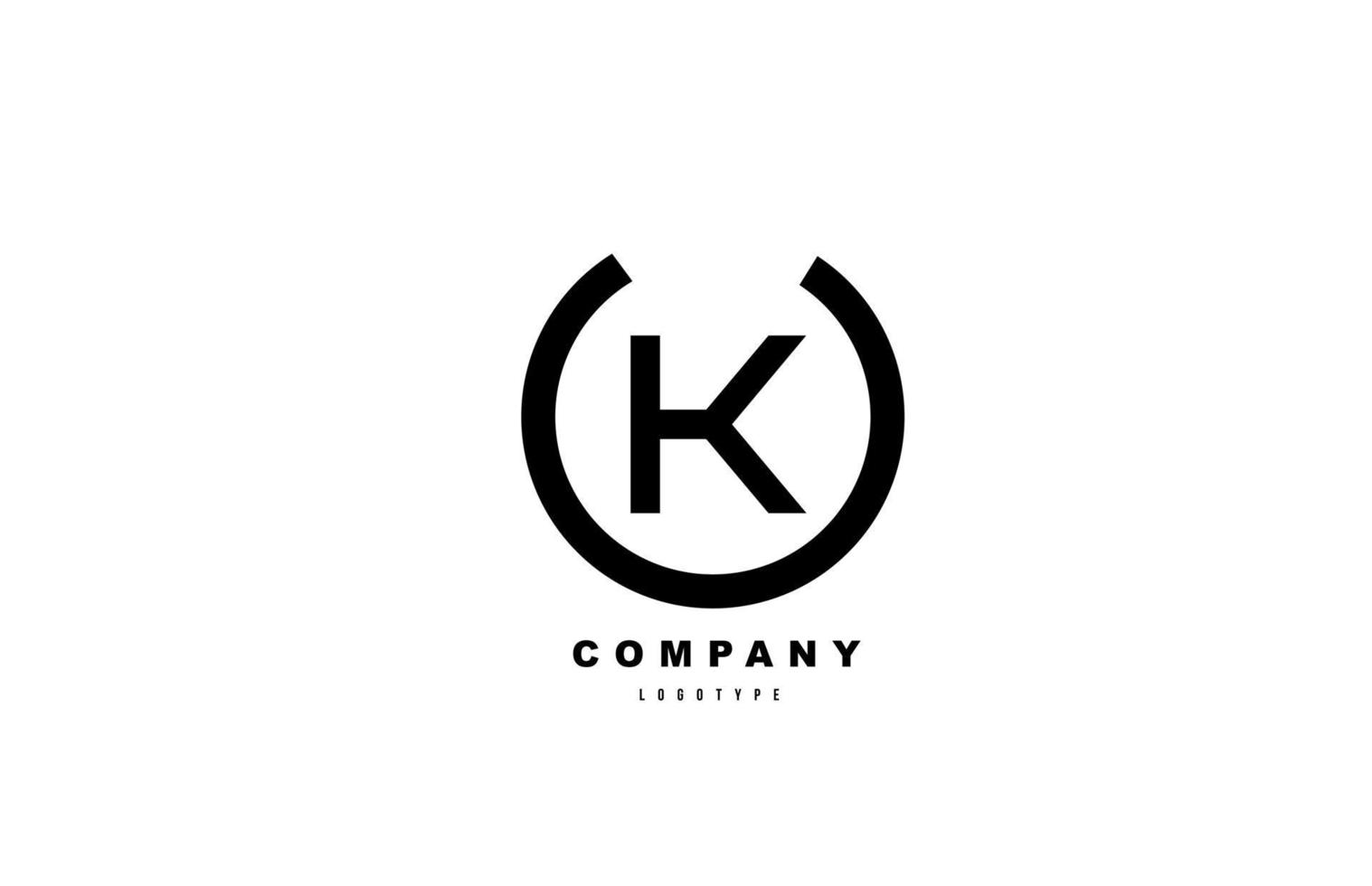 K black and white letter logo alphabet icon design for company and business vector