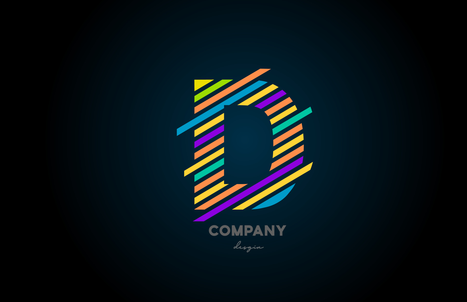 colored letter logo D alphabet icon design for business and company ...