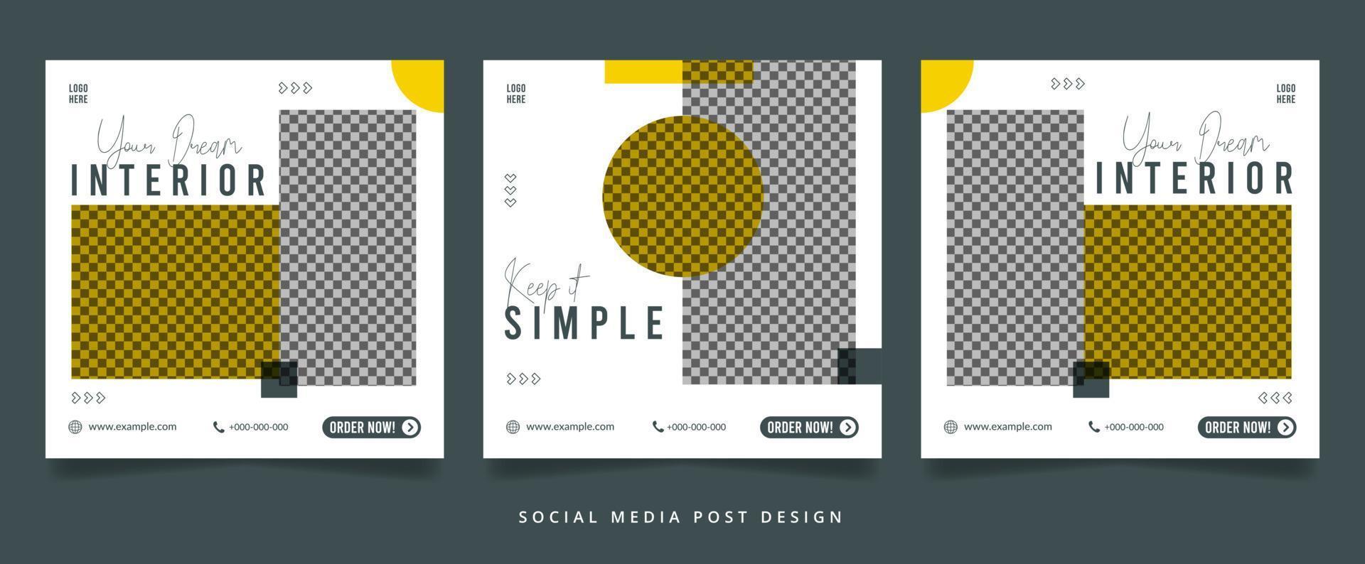 Simple White Interior Flyer or Social Media Banner vector