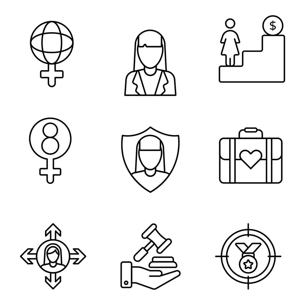 Feminism Line Icon Sets vector