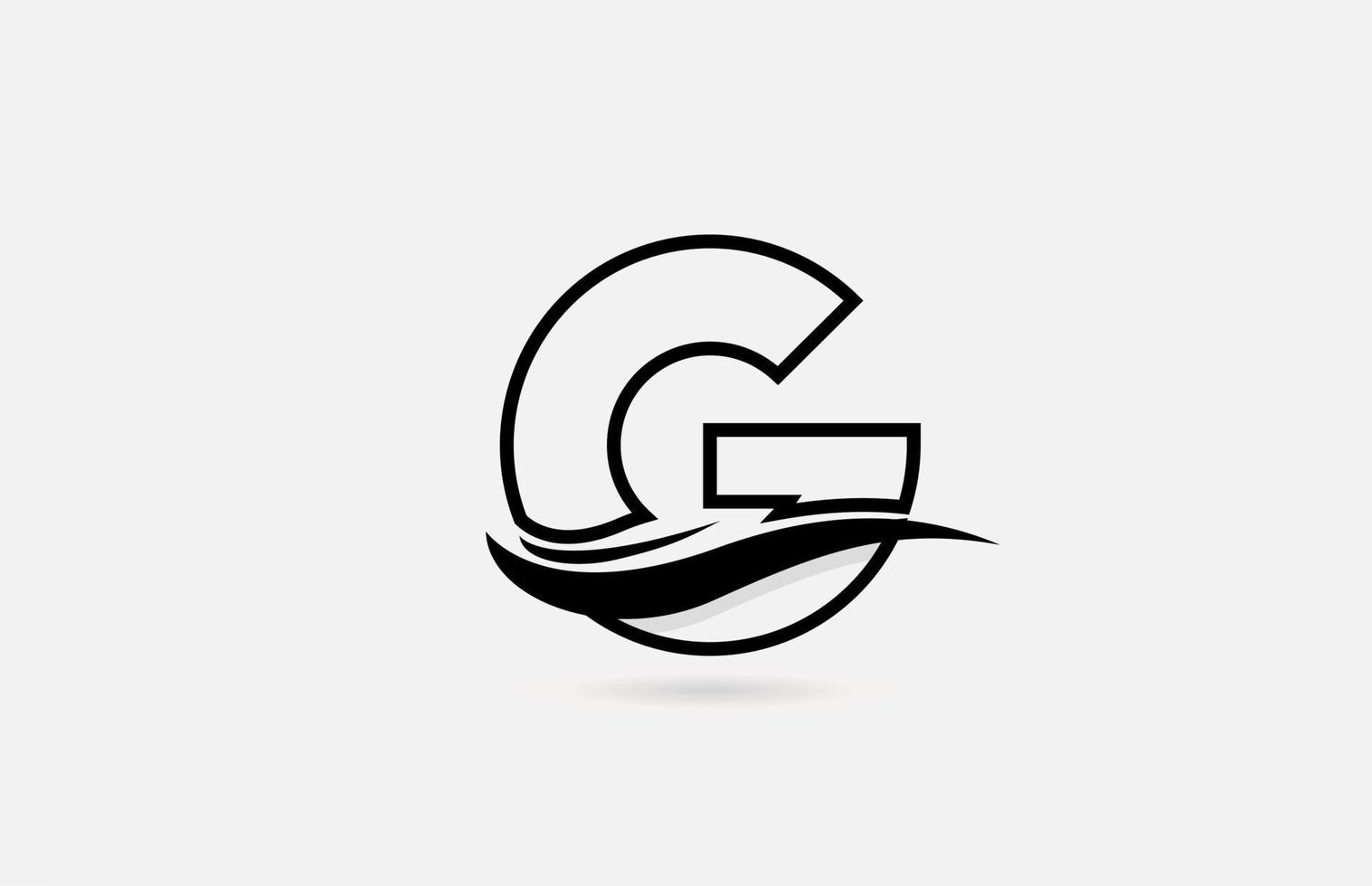 G black and white alphabet letter logo icon for business and company with simple line design vector