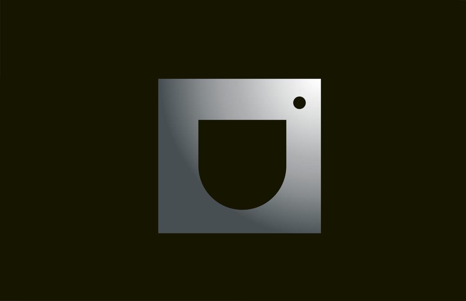 grey metal U alphabet letter logo for company and business with square design. Metallic template for corporate identity vector
