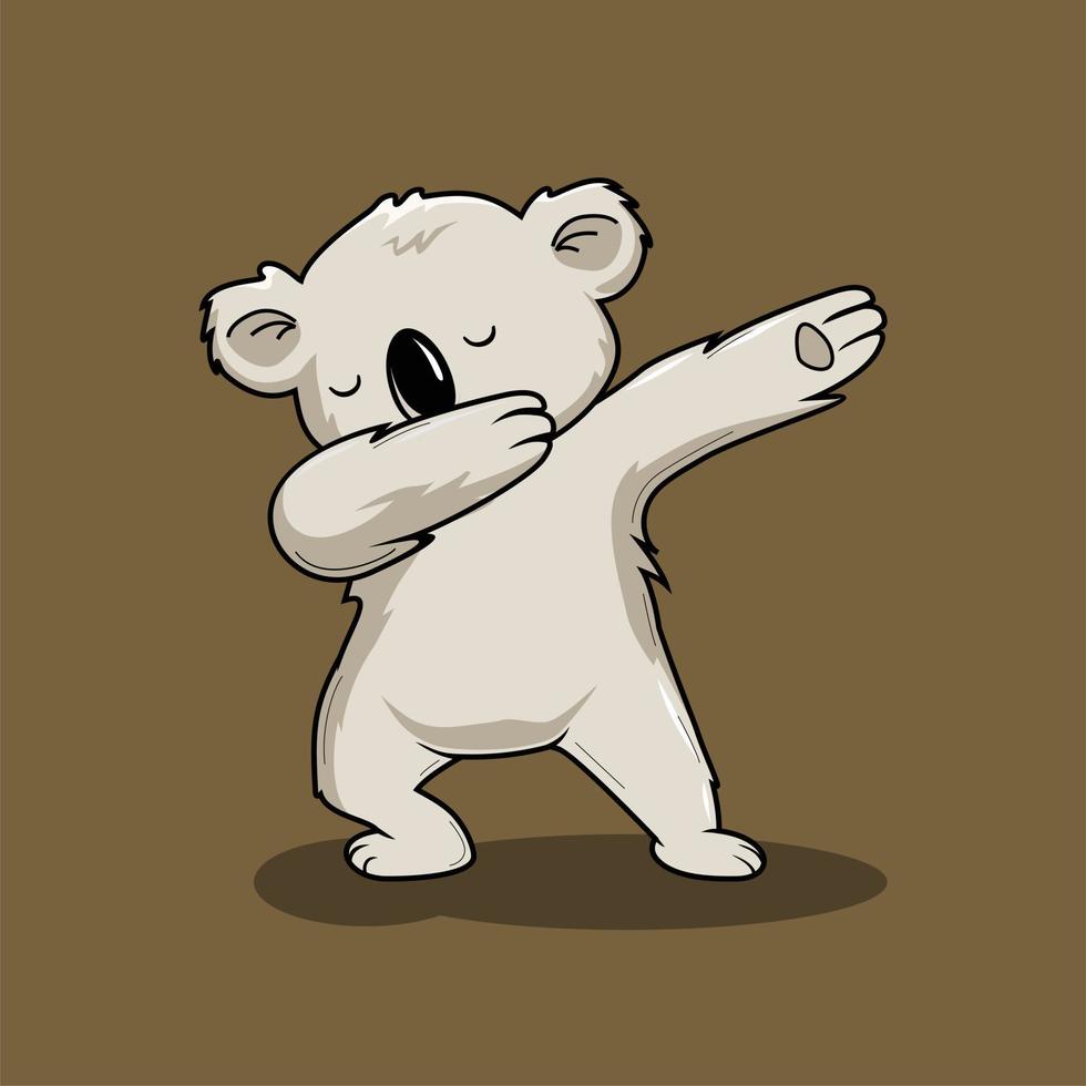 koala dabbing dance dibujos animados dab vector