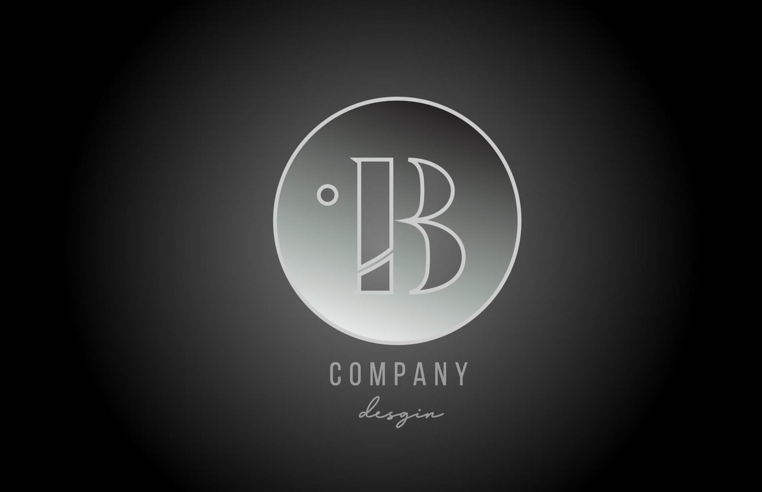 silver grey metal B alphabet letter logo icon design for company and business vector