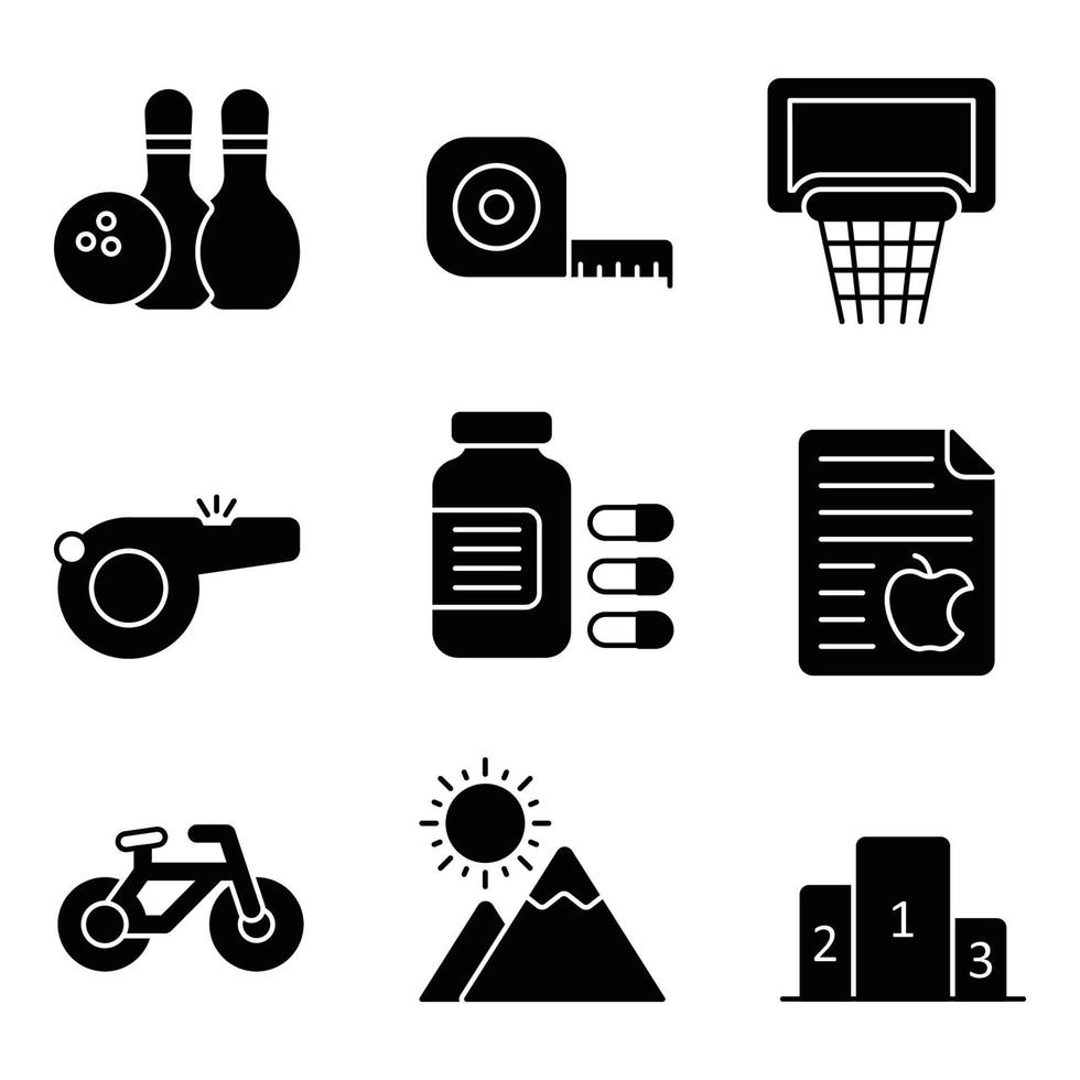 Fitness Glyph Icon Sets vector