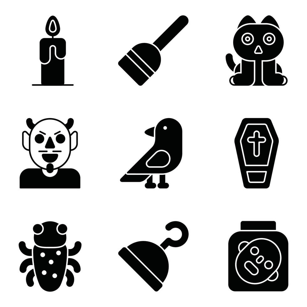 Halloween Glyph Icons Set 3653397 Vector Art at Vecteezy