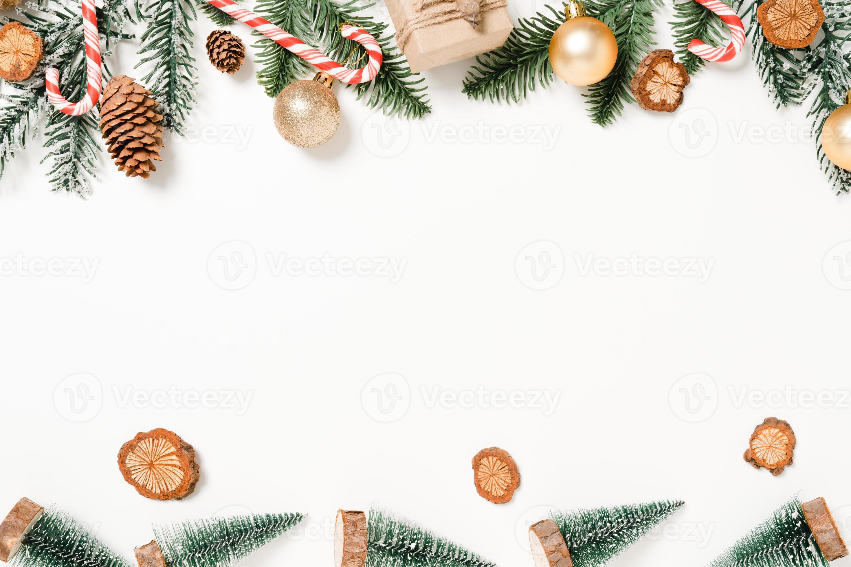 Minimal creative flat lay of christmas traditional composition and new year holiday season. Top