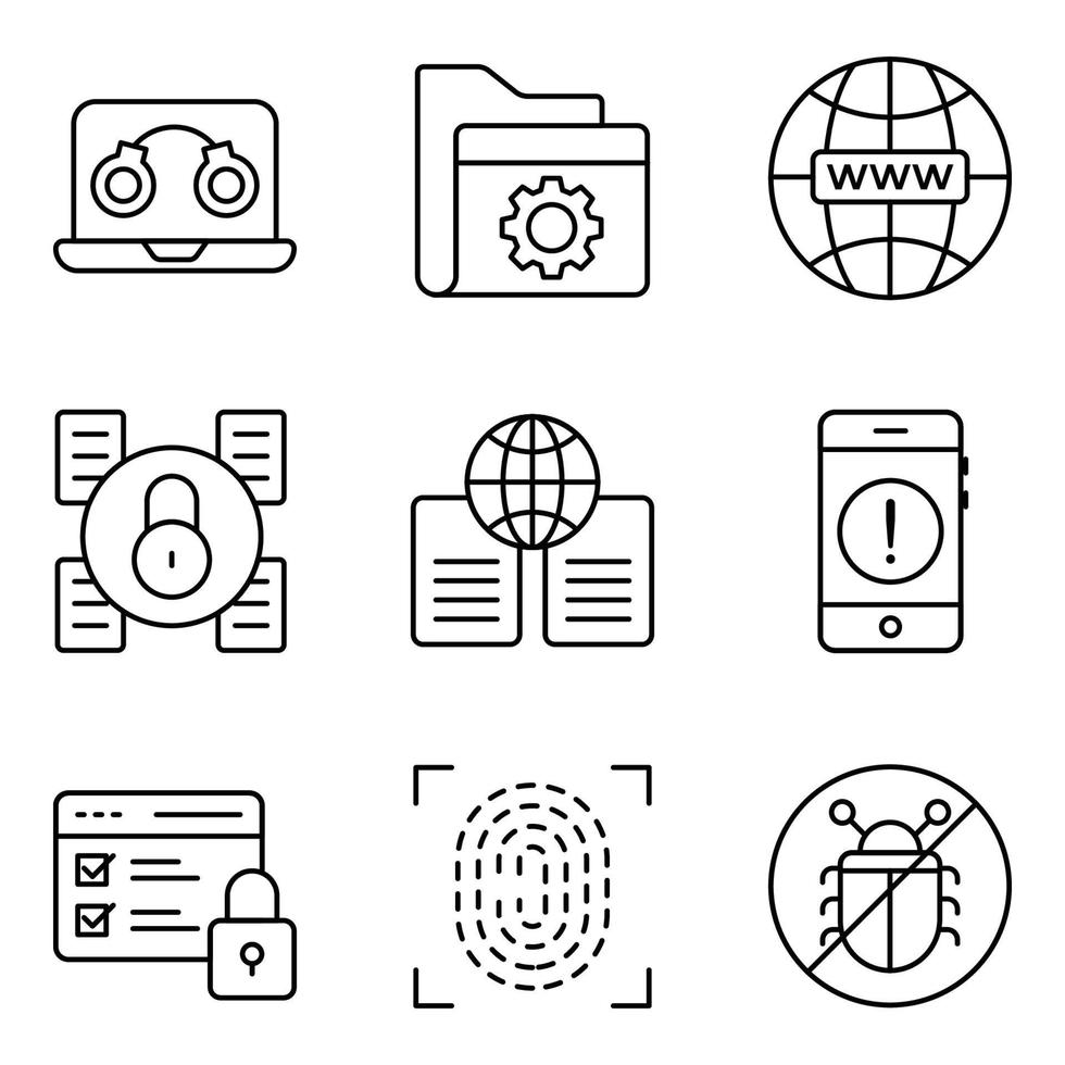 Internet Security Line Icons Set vector