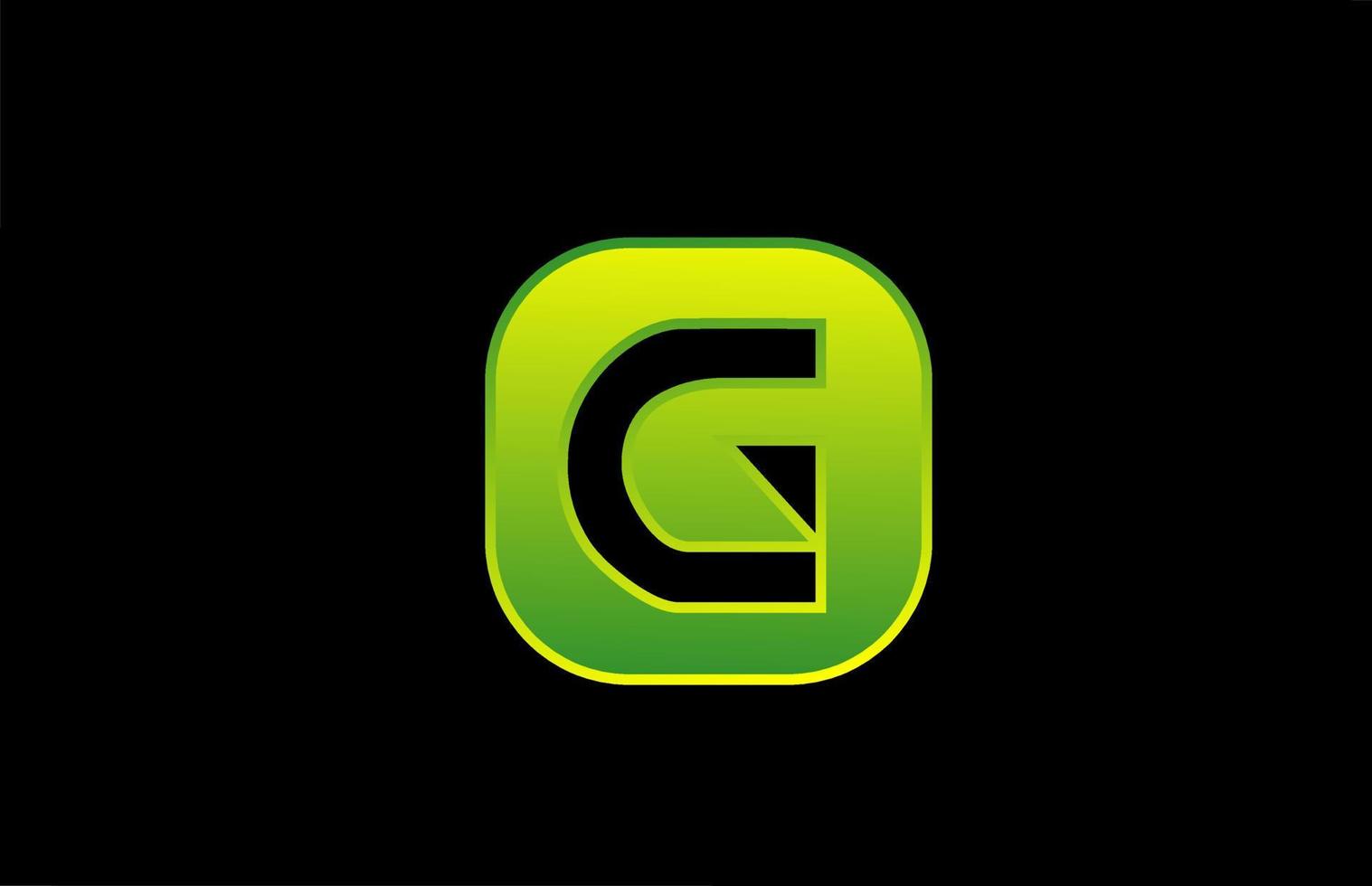 Diseño de icono de logotipo de letra del alfabeto g negro verde para negocios y empresa vector