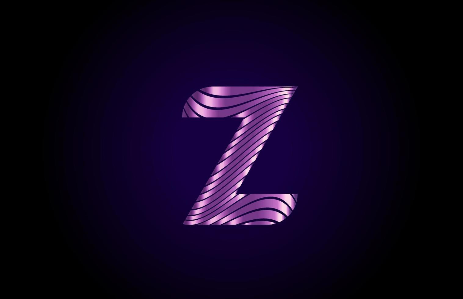 Z purple blue alphabet letter logo icon for company. Simple metallic line design for corporate and business vector