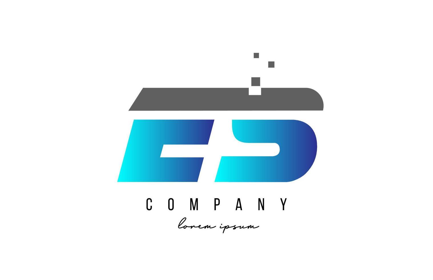ES E S alphabet letter logo combination in blue and grey color. Creative icon design for company and business vector