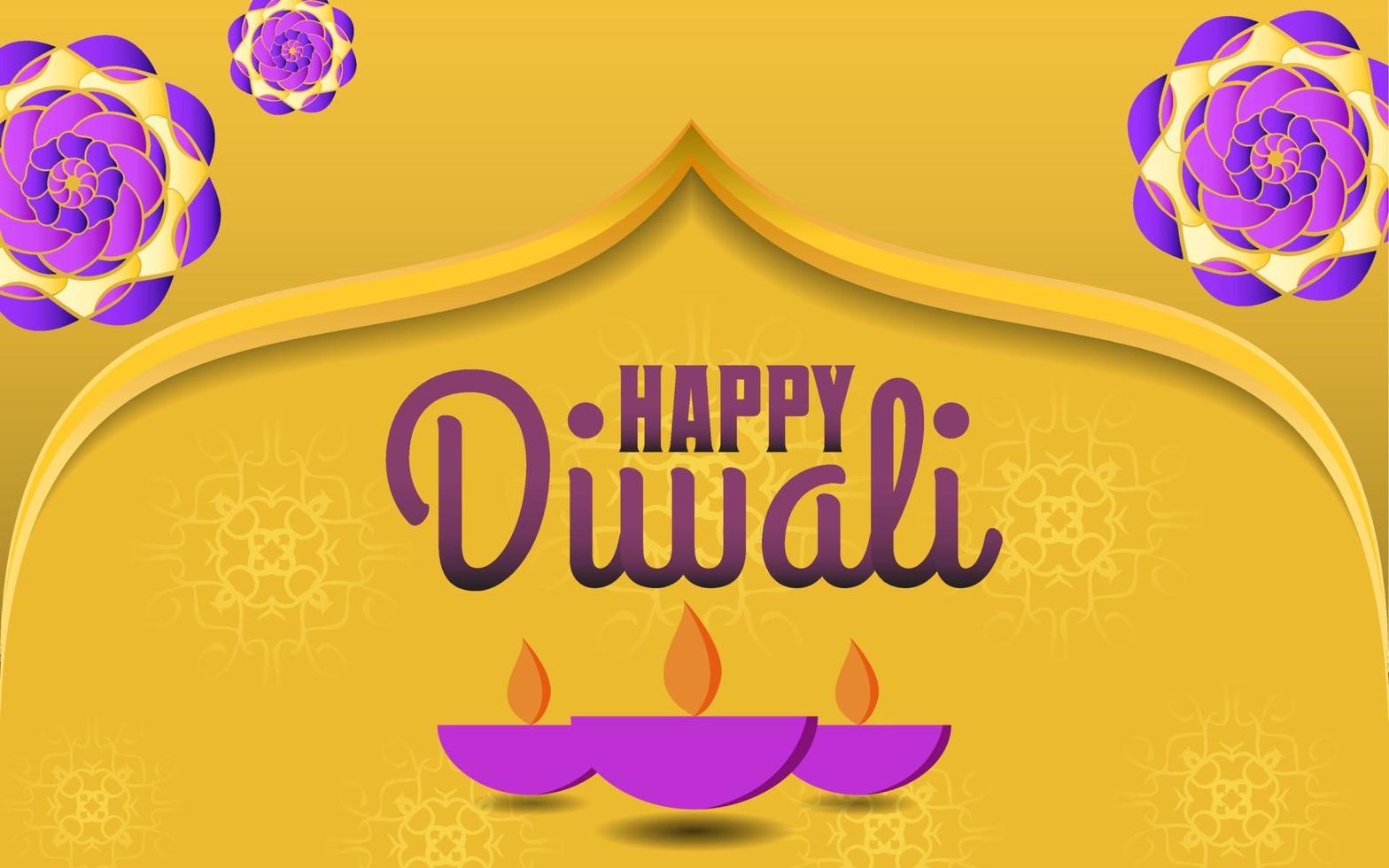 Ilustración de vector de feliz diwali, ilustración de banner de vector de feliz diwali con diya - lámpara de aceite, ilustración de diwali con tipografía, diseño creativo de vector de diwali para tarjeta de felicitación y fondo.