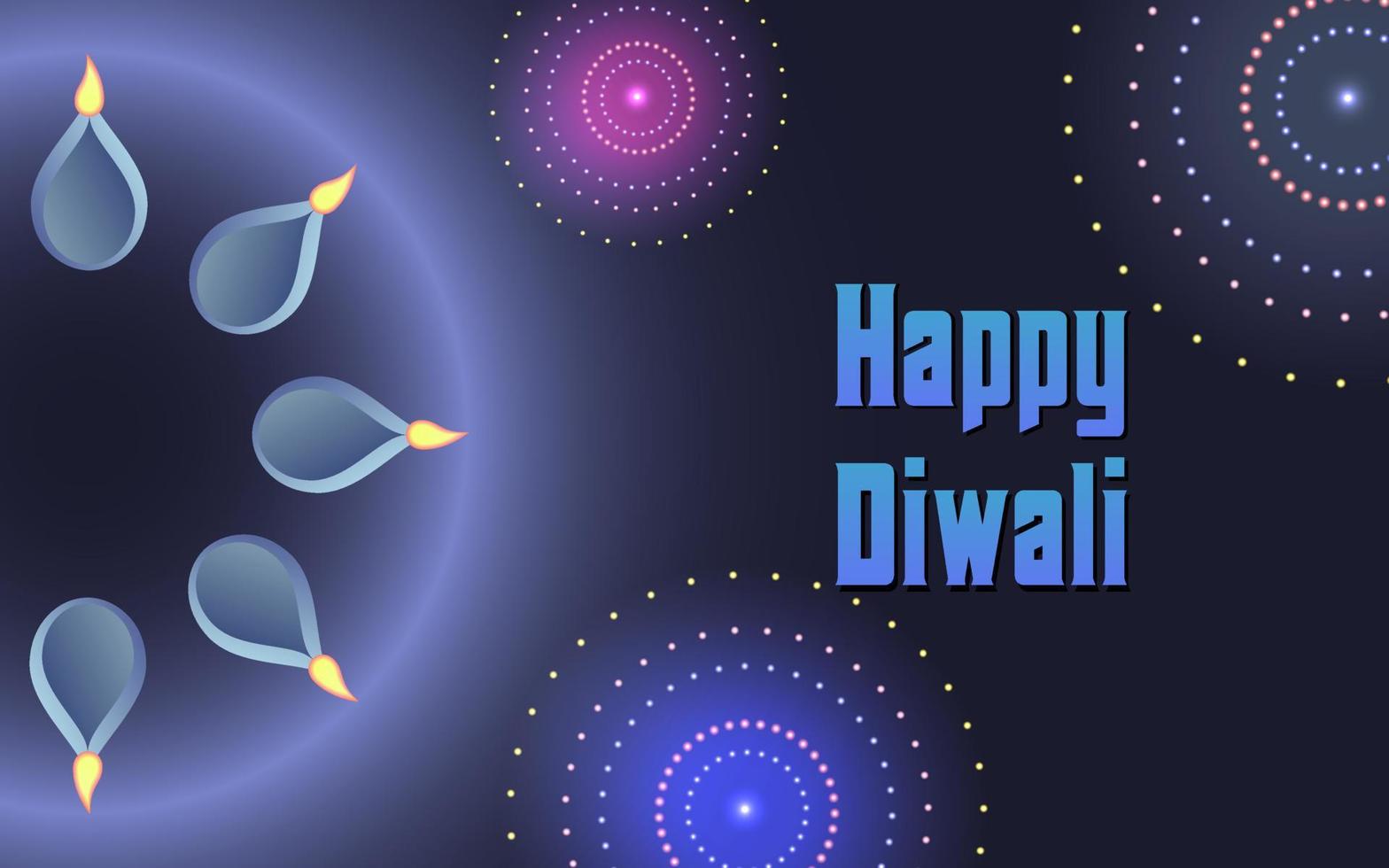 Happy Diwali vector illustration, Happy diwali vector banner illustration with diya - oil lamp, Diwali illustration with typography, creative Diwali Vector design for greeting card and background.