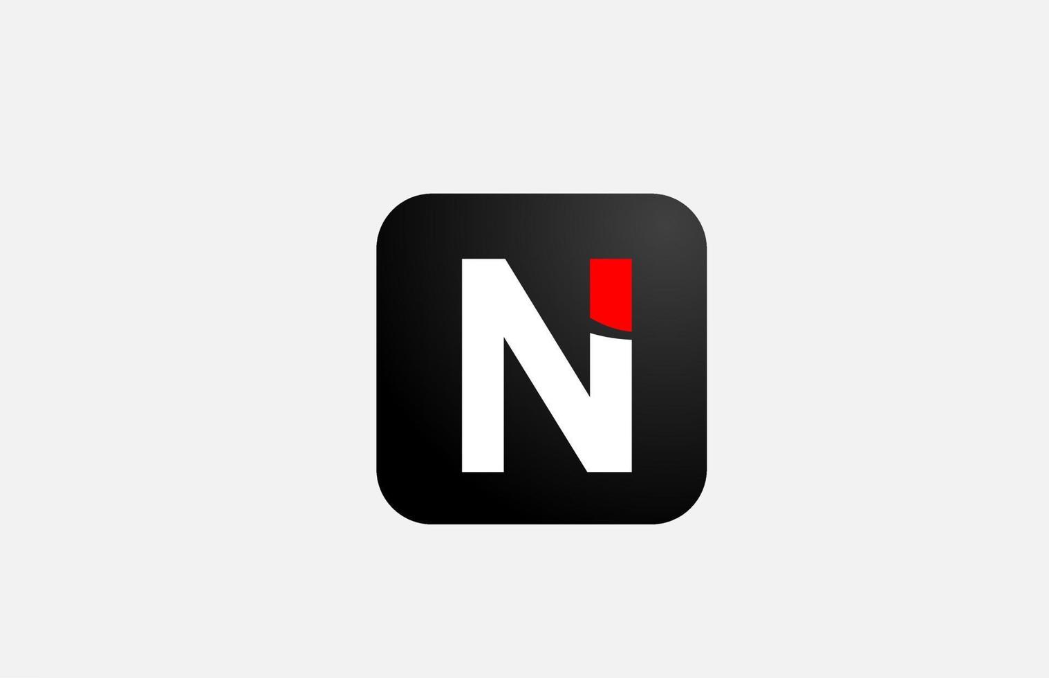 Diseño de icono de logotipo de letra del alfabeto n blanco rojo simple para negocios y empresa vector