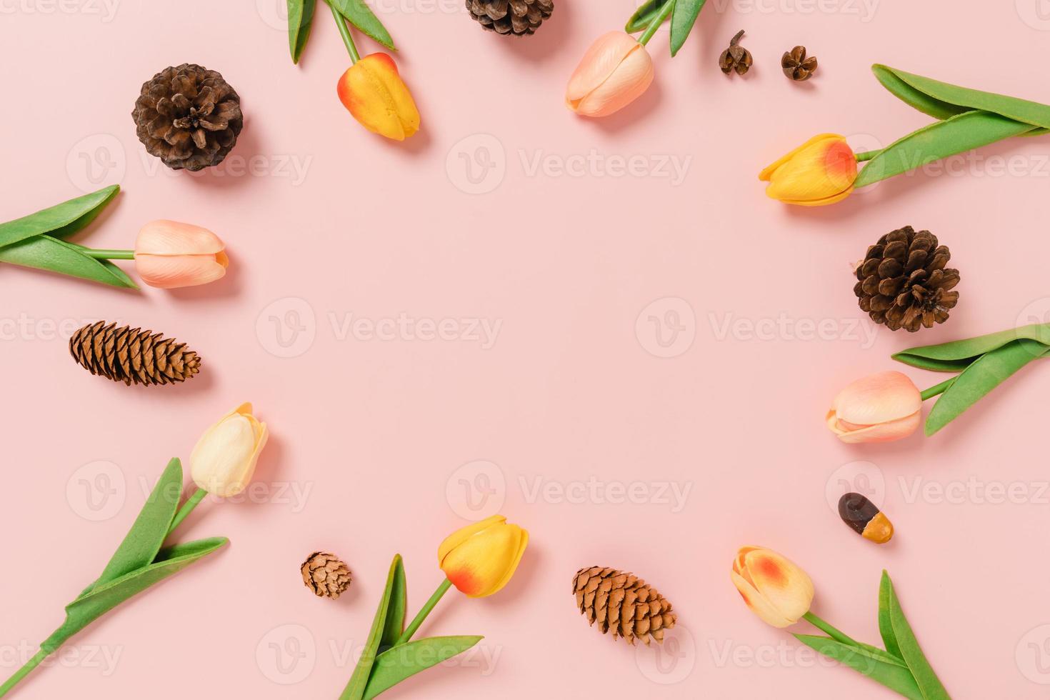 Creative flat lay photo of travel vacation spring or summer tropical fashion. Top view beach accessories on pastel pink color background with blank space for text. Top view copy space photography.