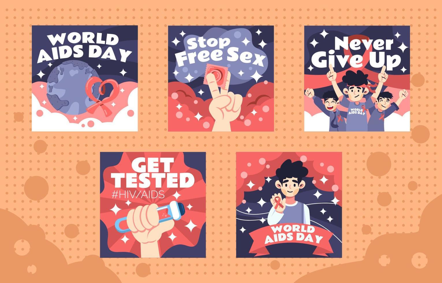 Fighting Aids Day Social Media Post vector