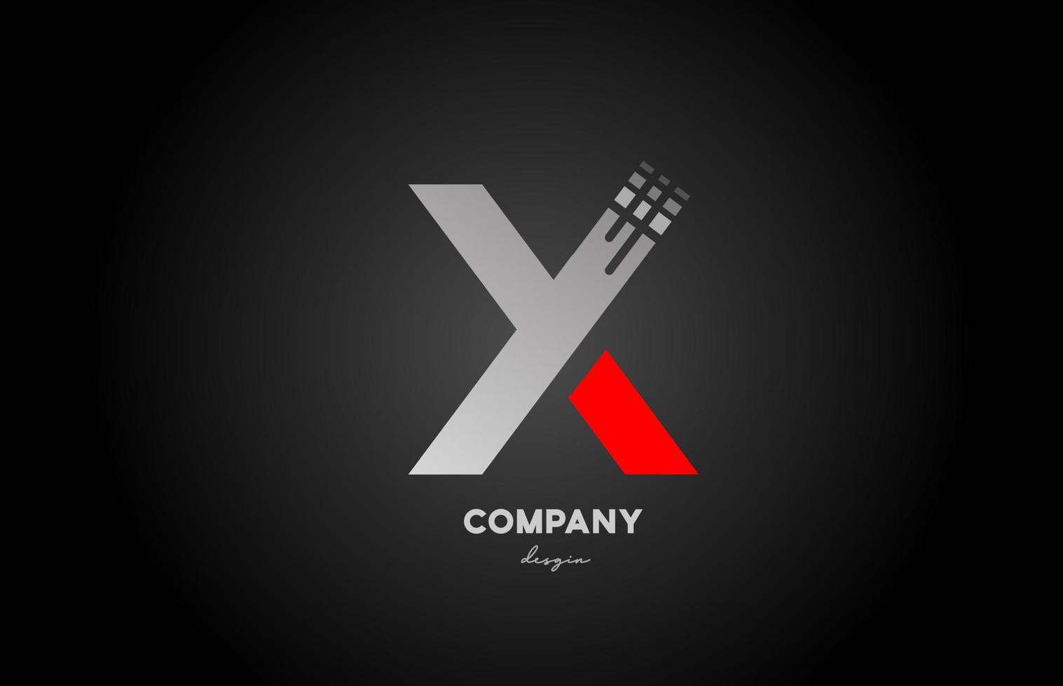 X red grey alphabet letter logo icon design for business and company vector