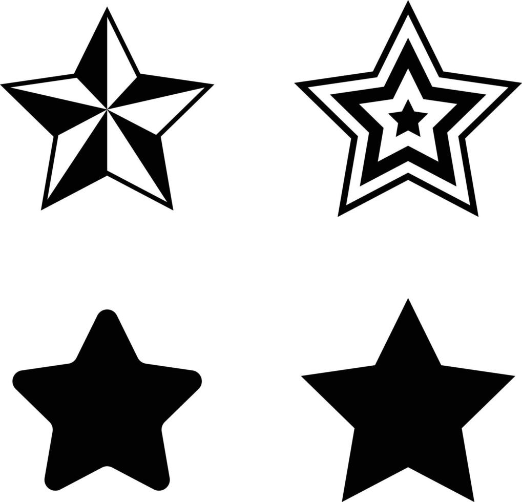 Stylized Star Shape Icon Set vector